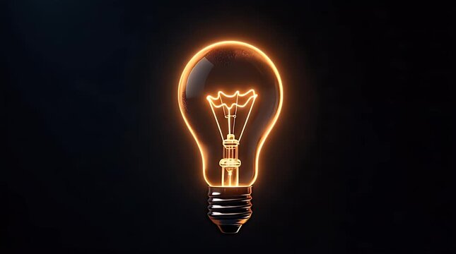 Empty lightbulb outline made of glowing wire, floating on dark background, idea formation and innovation concept
