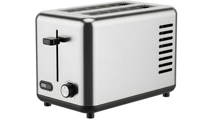 Fototapeta premium Stainless steel toaster with black accents isolated on a transparent background kitchen appliance silver