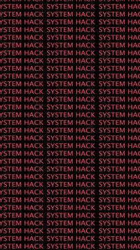 System hacked alert with digital binary code background. Cyber Security Concepts Animated "System Hacked" With Green Binary text.