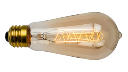 Vintage Edison Bulb with Golden Filament isolated on a transparent background vintage bulb light bulb