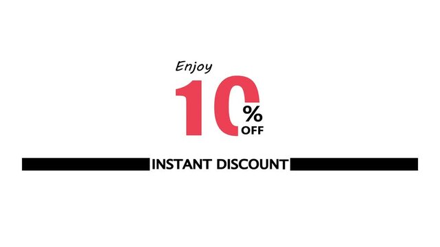 10% off instant discount and bonus animation. Promotion Badges for Sale Banners and white background. Sale discount 10% percent logo animation.