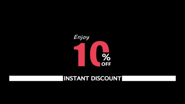10% off instant discount and bonus animation. Promotion Badges for Sale Banners and white background. Sale discount 10% percent logo animation.