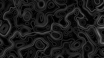 Obraz premium Mapping And Exploration Concept. Abstract White Topographic Contour Lines On Black Background. Vector Art