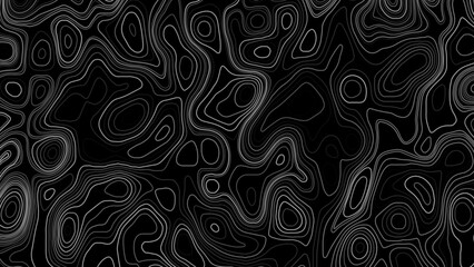 Mapping And Exploration Concept. Abstract White Topographic Contour Lines On Black Background. Topographic map. Contour abstract background. Vector illustration. © Creative