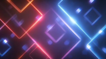 Obraz premium Abstract neon squares on transparent