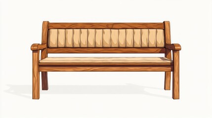 Wooden bench illustration on white background for design and decoration