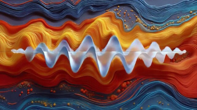 Harmonic Symphony: A vibrant abstract composition of undulating waves and dynamic colors, symbolizing the power and rhythm of sound and frequencies.