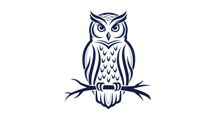 Stylized owl perched on branch vector illustration design