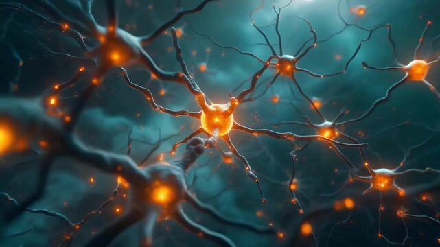 Abstract visualization of a complex neural network, illustrating interconnected brain cells or an advanced artificial intelligence system processing information