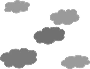 Hand Drawn Cloud Illustration Set Isolated on Transparent Background