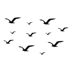 Obraz premium Flying Bird Silhouette on White Background. Vector Illustration.