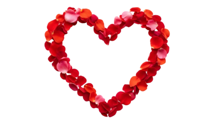 Red heart shape made of small stones isolated on transparent background