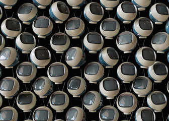 Vintage Futurism Sphere TVs 3D Render Isolated