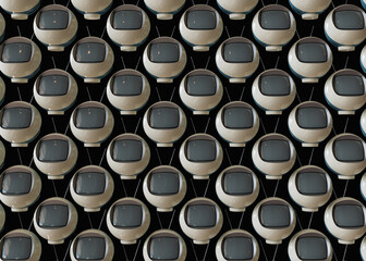 Vintage Futurism Sphere TVs 3D Render Isolated