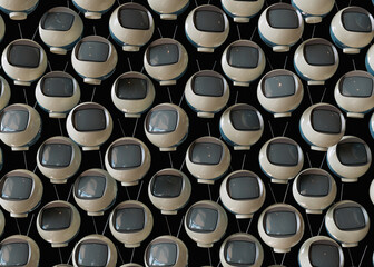 Vintage Futurism Sphere TVs 3D Render Isolated