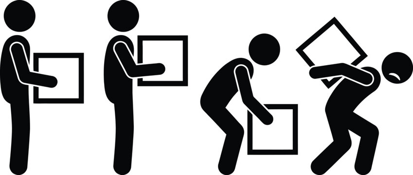 Correct and incorrect posture for lifting a box