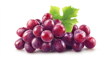 Fototapeta premium Bunch of ripe grapes with green leaf