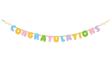 Colorful 'Congratulations' banner strung across a celebratory background