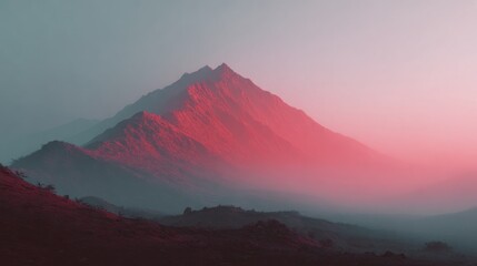 Obraz premium Dreamy Pink Mountain in Misty Dawn Light