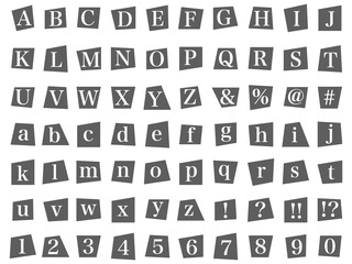 怪文書・犯行声明文・脅迫状・予告状風切り貼り文字（アルファベット明朝体）セット