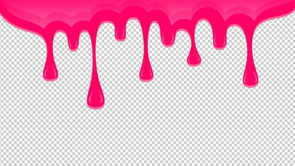 Wavy syrup illustration. Dripping candy illustration background. Pink ice cream drip illustration. Fast food caramel drip illustration. Hand-drawn milk drip on transparent background.