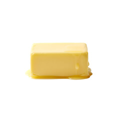 Fresh Yellow Butter Block on White Background for Culinary Use