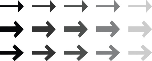  Arrow icon set. Set of black triangular arrow pointers, Collection different arrows sign. Modern simple arrows. Arrow. Cursor. Arrow vector icon.  