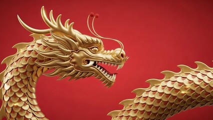 Dragon Dance Background With Ornate Dragon Head Ornament and Traditional Scale Patterns