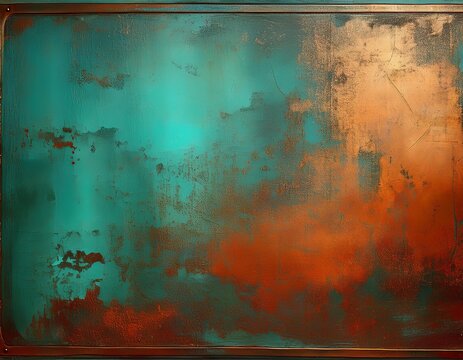 Rustic Oxidized Copper Texture with Turquoise Patina Effect