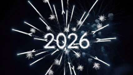 Fototapeta premium 2026 Celebration With Fireworks-Inspired Shapes Frozen in Motion, White