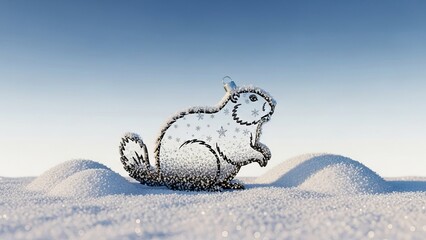 Groundhog Day Background With Groundhog Silhouette Ornament, Snow Textures and Soft Daylight