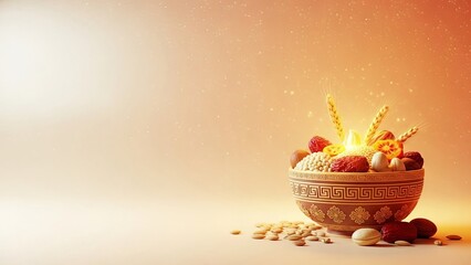 Laba Festival Background With Traditional Bowl Ornament and Warm Seasonal Ambience