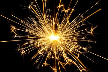 Obraz premium Golden Explosion With Sparks Against Black Background