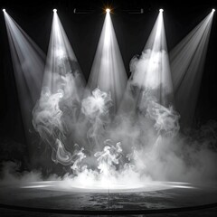 Stage lights illuminating smoky stage