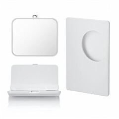 White cosmetic case with mirror and coin/card slot