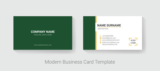 Fototapeta premium Modern Green Business Card Template with Clean Corporate Design