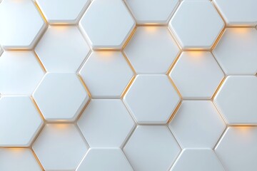 Modern Hexagon Pattern with Soft Lighting Featuring Smooth White Texture and Clean Design