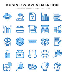 Business Presentation Two Color icons collection. Two Color icons pack. Vector illustration
