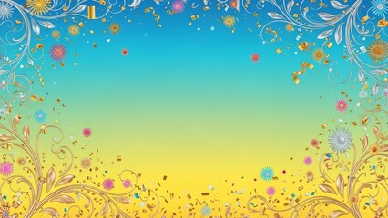 Nice Carnival Background With Floral Ornaments and Sunburst Confetti Festive Mood
