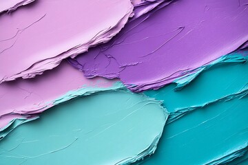 Vibrant Melange of Purple and Teal Acrylic Paint Texture on Canvas Abstract Composition