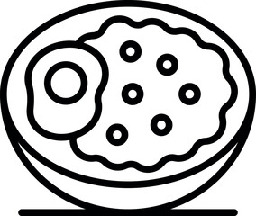 Hot cooked oatmeal porridge with fried egg served in bowl, healthy breakfast meal