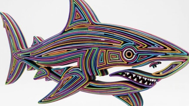 Colorful Shark Sculpture - A Striking Artistic Creation.