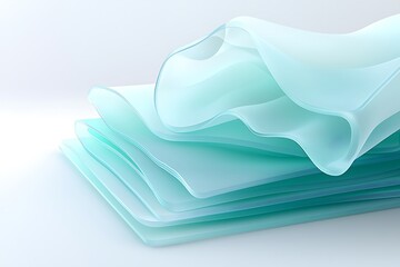 Soft Flowing Transparent Layers Creating Abstract Background with Gentle Curves and Shades