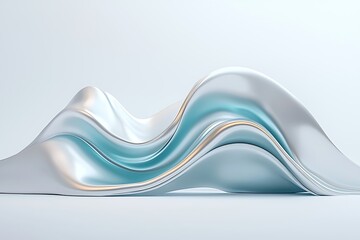 Abstract smooth waves with gradients in silver and blue tones on a minimalist background