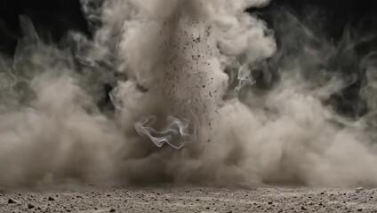 Explosion Of Dust And Debris Against A Dark Textured Background