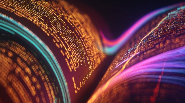 Abstract digital data visualization with flowing lines and data stream concept