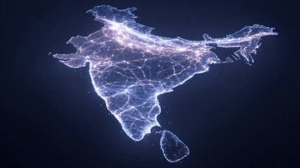Abstract map of region showing data connections and digital networks