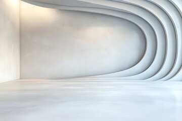 Modern Minimalist Interior Design with Curved White Wall and Smooth Floor Texture