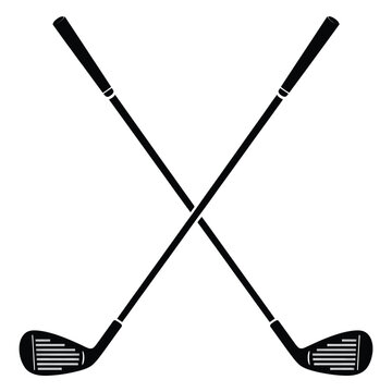 Classic crossed golf clubs vector illustration featuring traditional club design, ideal for sports branding, golf course logos, tournament graphics