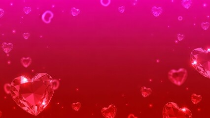 Saint-Valentin Background With Crimson Magenta Tones and Elegant Crystal Heart Motifs